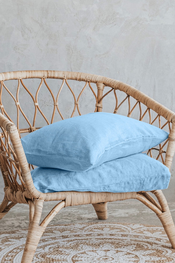 Hypoallergenic Natural Linen Basic Pillowcases Set Light Blue 2852