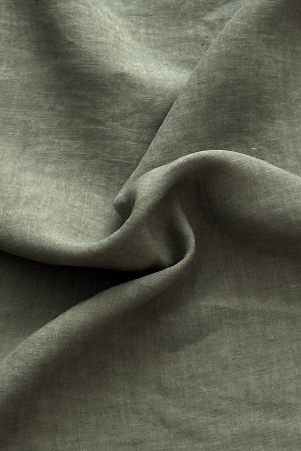 Linen Fabric Stonewashed Organic Green 02