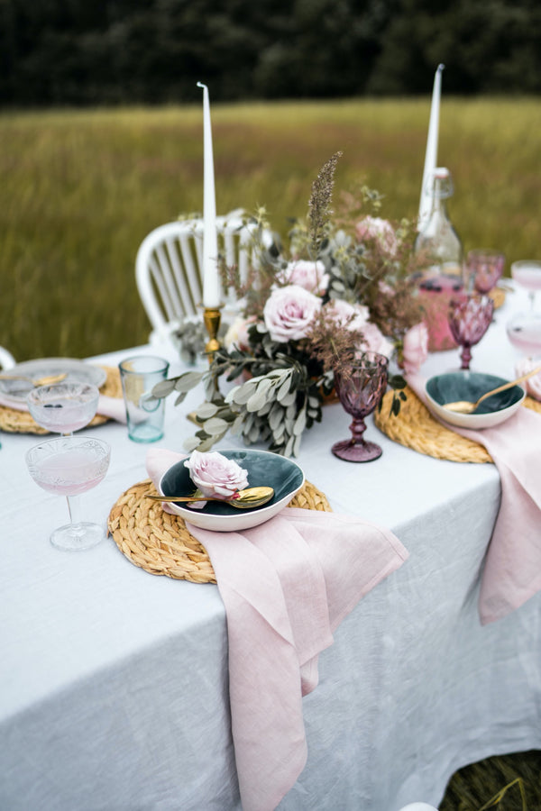Organic Large Basic Tablecloth Linen Napkins Table Set Ideas Light Grey Basic Napkins Pink
