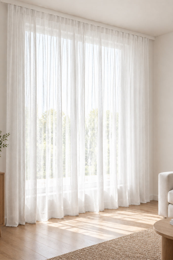 Linen Sheer Curtain Pure White 002
