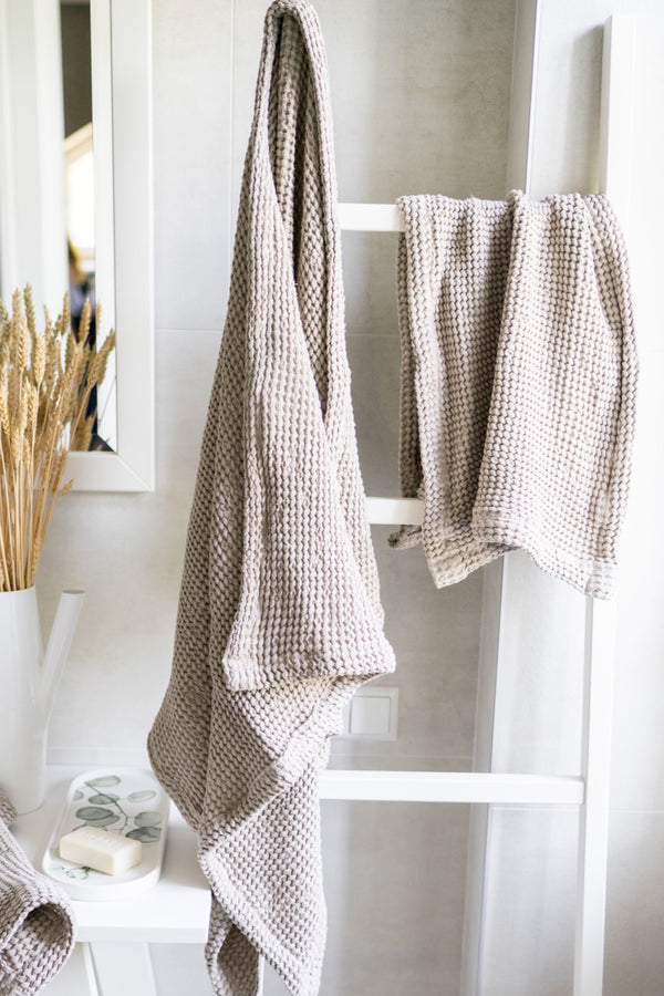 Soft Waffle Bath Towel Sets Natural
