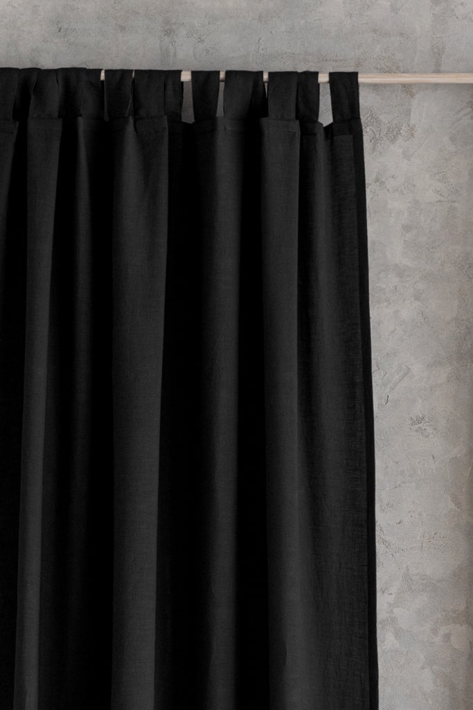 Linen Curtain Blackout Black 101