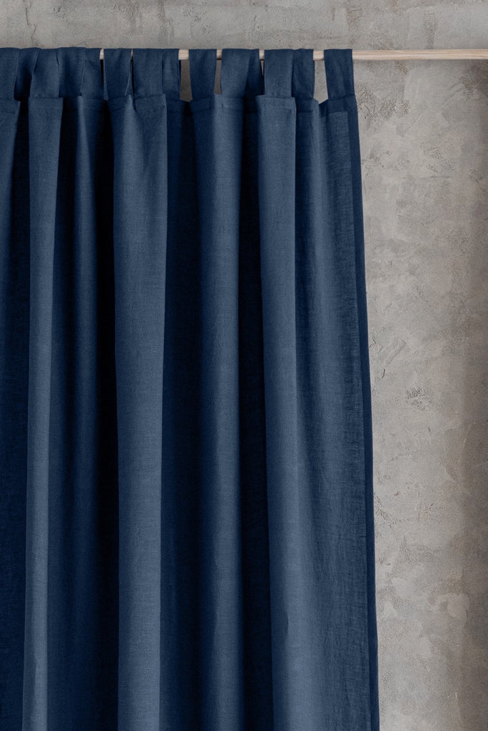 Linen Curtain Blackout Dark Blue 101