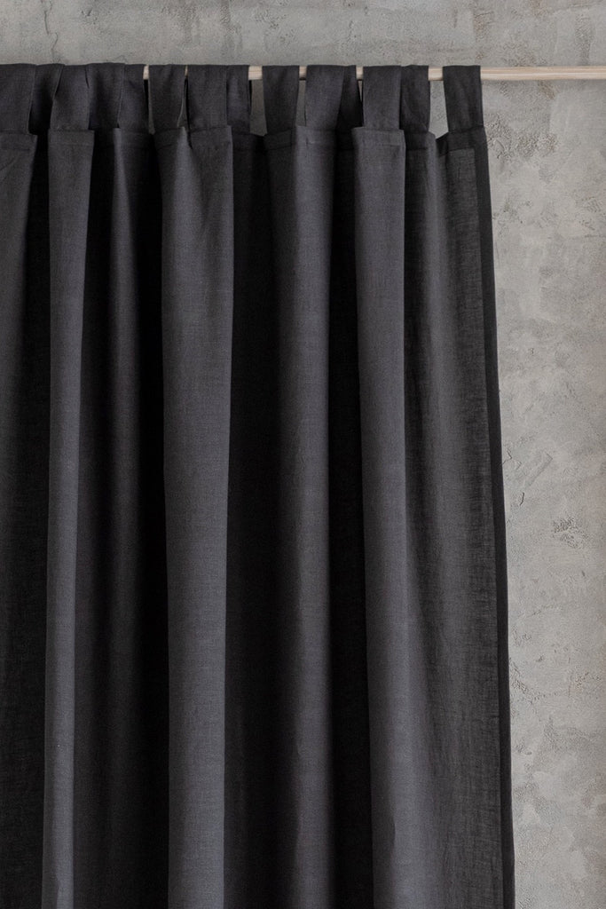 Linen Curtain Blackout Dark Grey 101