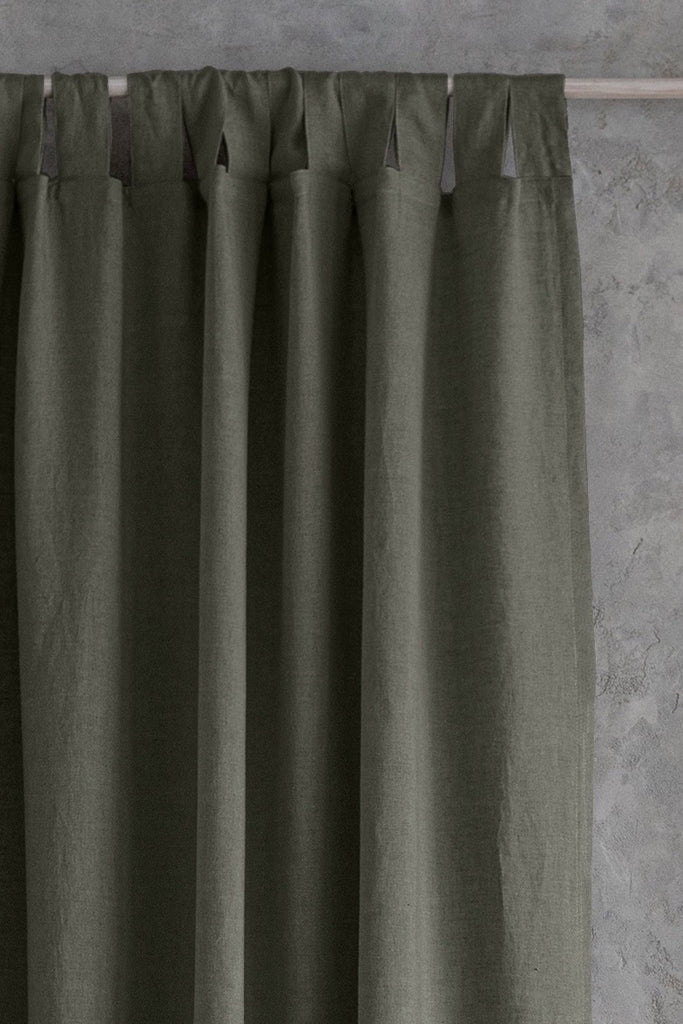 Linen Curtain Blackout Green 101