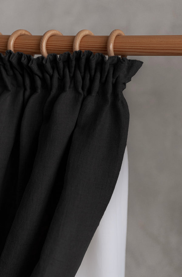 Linen Curtain Blackout Lining Black 001