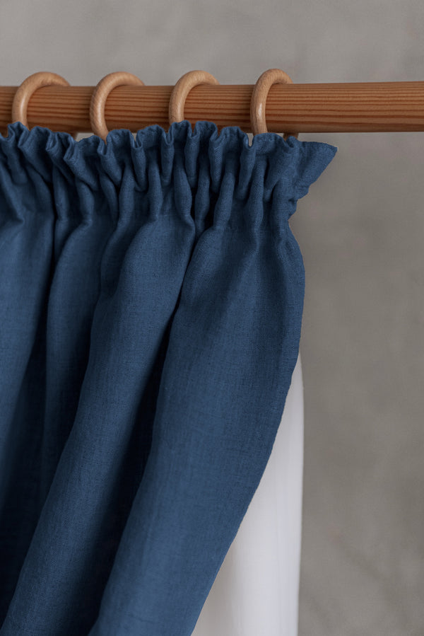 Linen Curtain Blackout Lining Dark Blue 001