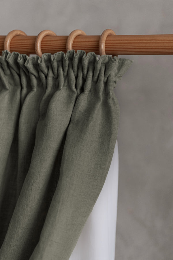 Linen Curtain Blackout Lining Green 001