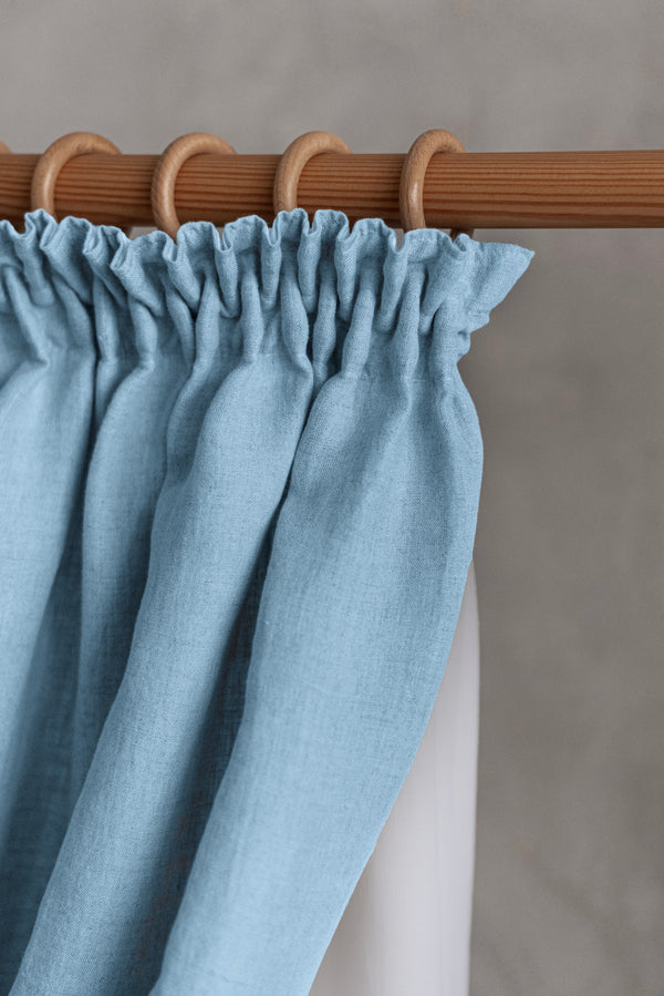 Linen Curtain Blackout Lining Light Blue 001