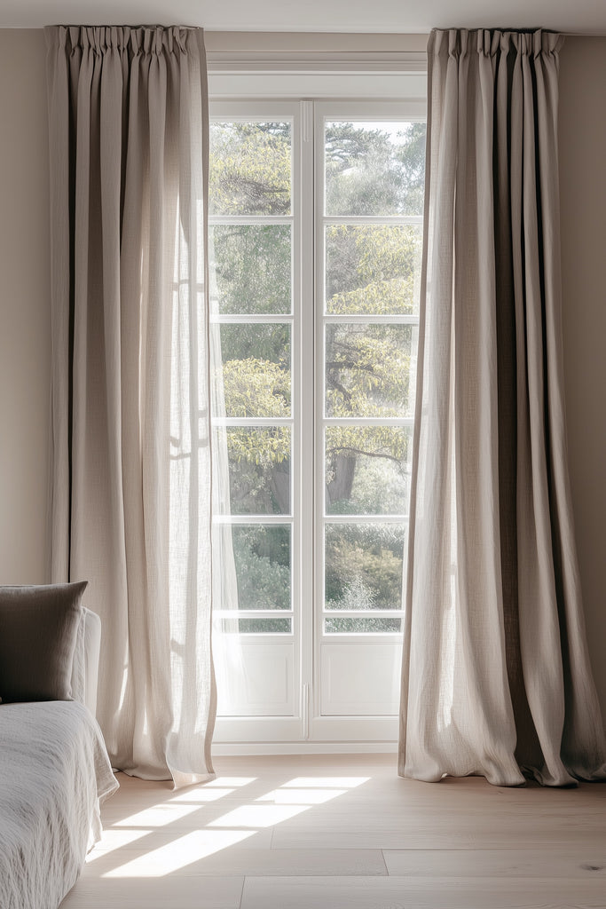 Linen Curtain Set Organic Washed Flax Curtains Natural 001