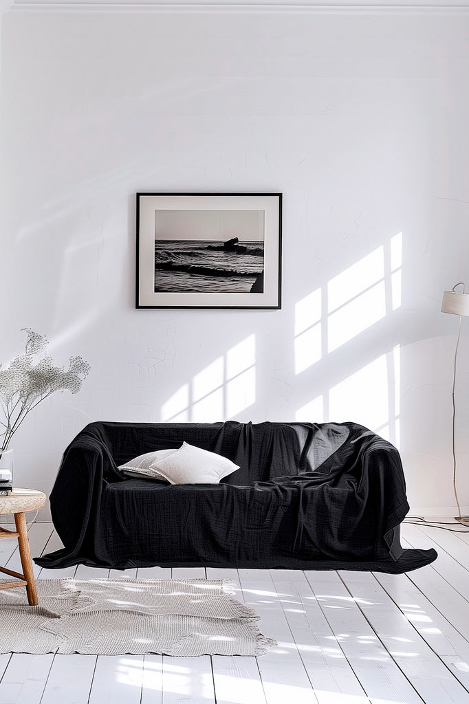 Linen Sofa Cover Black 01