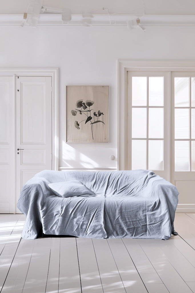Linen Sofa Cover Light Grey 01