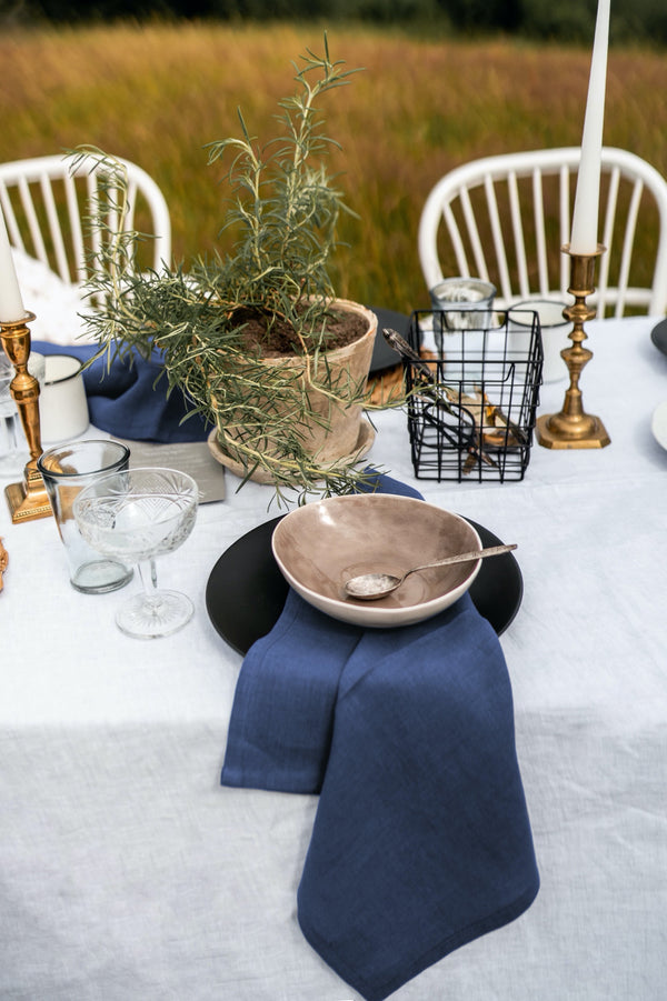 Linen Table Napkins For Dinner Basic Napkins Dark Blue
