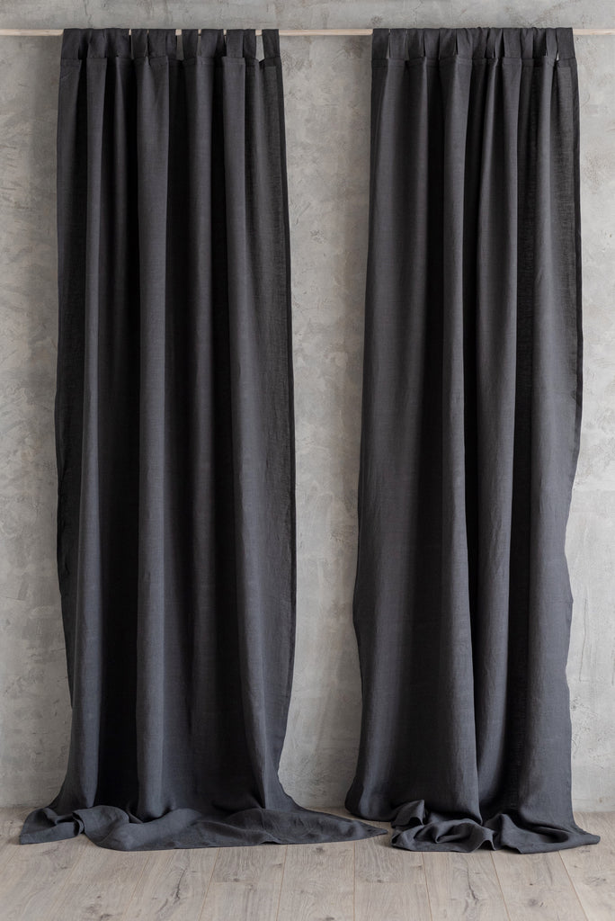 Natural Linen Curtain Dark Grey 453
