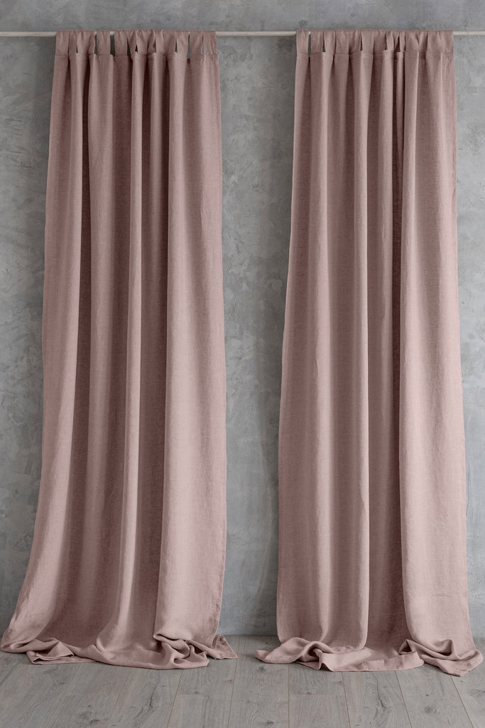 Natural Linen Curtain Pink 423