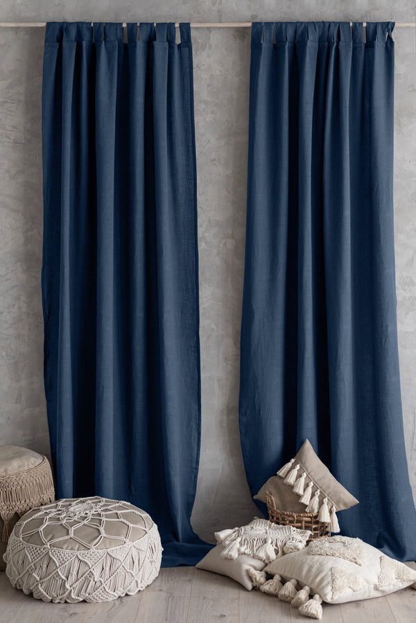 Organic Linen Curtain Dark Blue 456