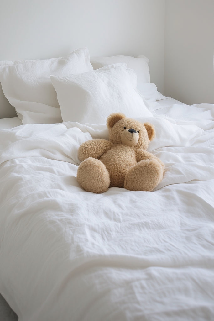 Organic Linen Kids Duvet Cover Set Pure White 103