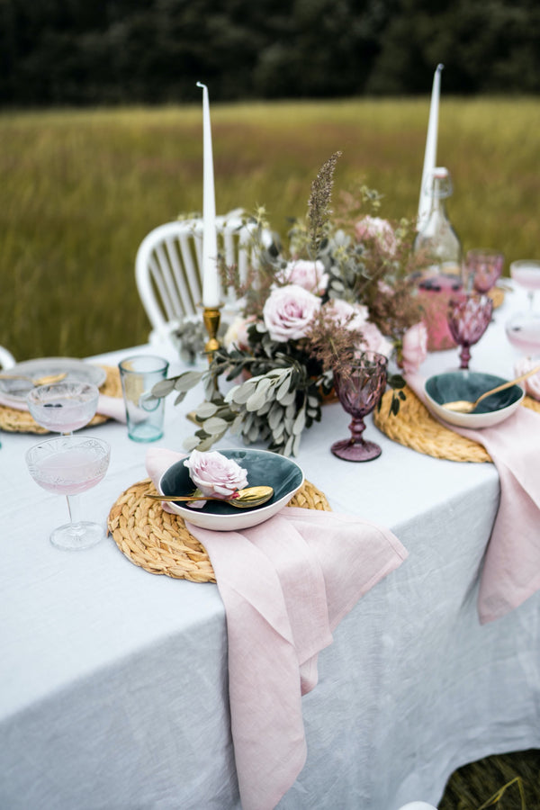 Organic Linen Napkins Table Set Ideas Basic Napkins Pink