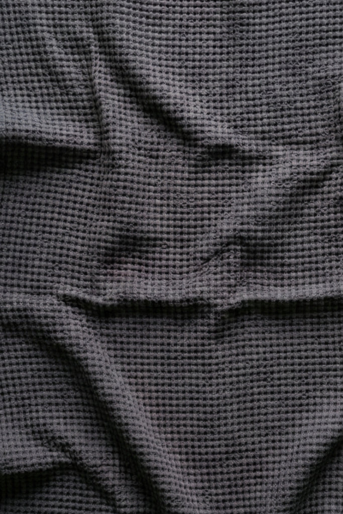 Waffle Linen Cotton Fabric Dark Grey 001