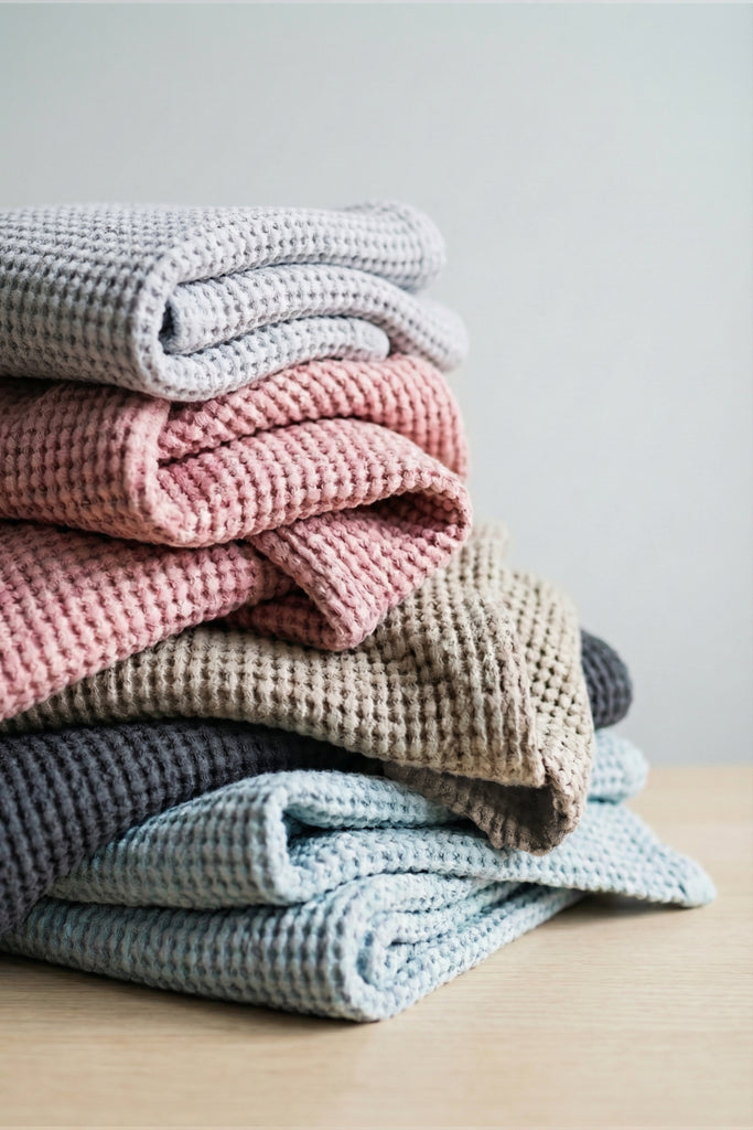 Waffle Linen Cotton Fabric Natural 002