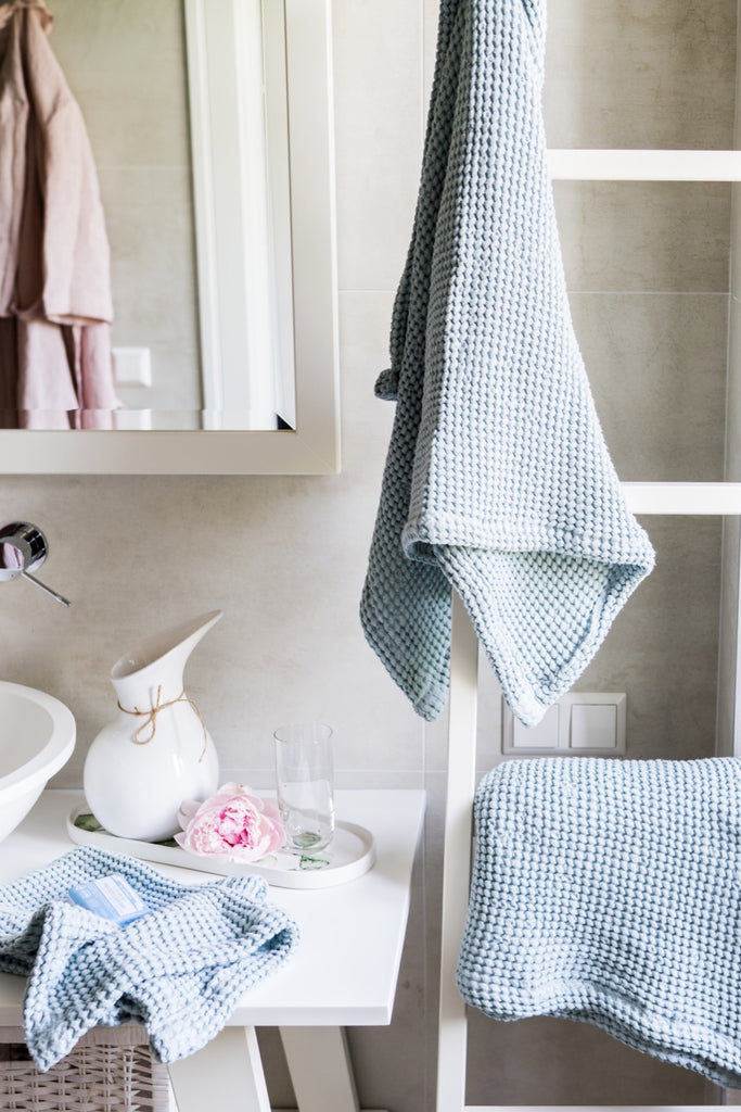 Quick Dry Bath Towels Waffle Weave Linen