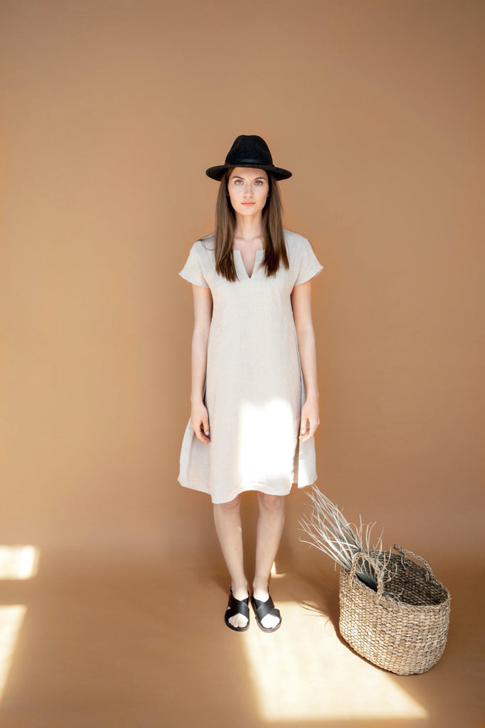 Natural Linen Dress A-Line | Back 2 Linen Back2Linen Natural Linen Dress A-Line | Back 2 Linen Back2Linen