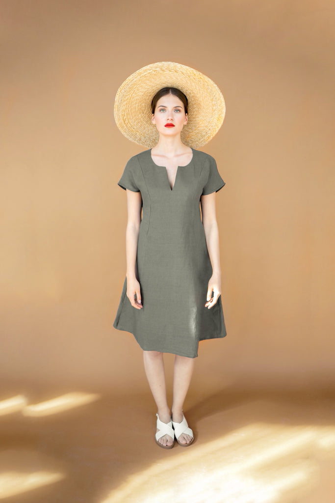 Gray Linen Dress A-Line | Back 2 Linen Back2Linen Gray Linen Dress A-Line | Back 2 Linen Back2Linen