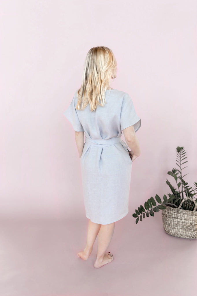linen kimono dress Linen dress Nora S / Light gray