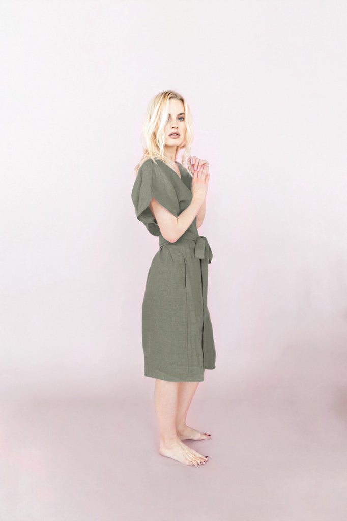 Light Linen Wrap Dress Kimono | Back 2 Linen Back2Linen Light Linen Wrap Dress Kimono | Back 2 Linen Back2Linen