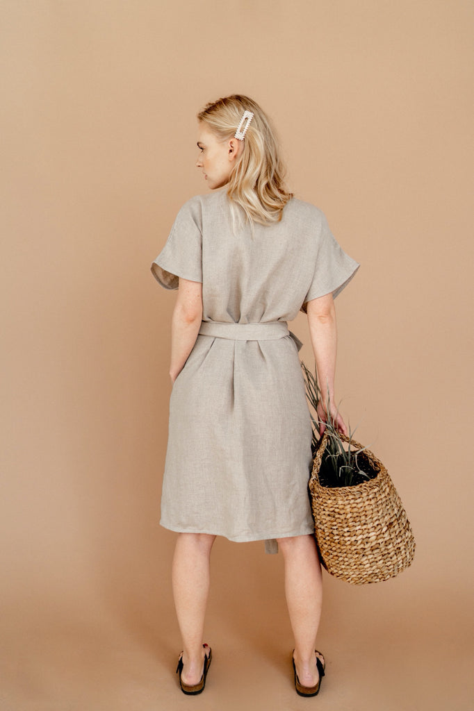 Natural Linen Wrap Dress | Back 2 Linen Back2Linen Natural Linen Wrap Dress | Back 2 Linen Back2Linen