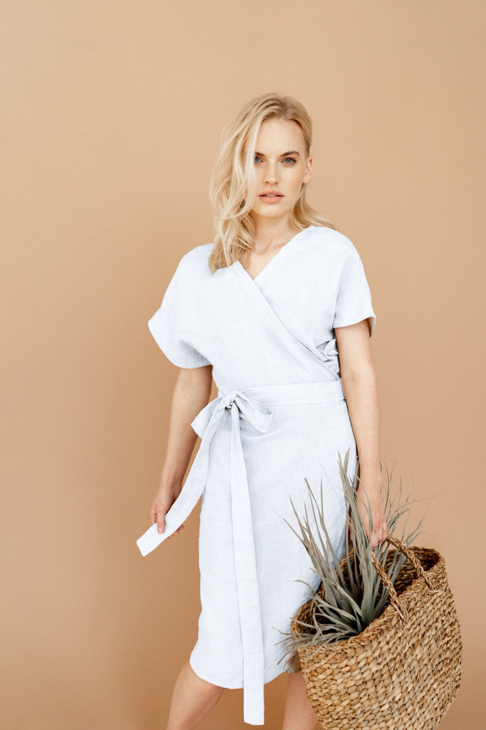 Linen Wrap Dress with Pockets | Back 2 Linen Back2Linen Linen Wrap Dress with Pockets | Back 2 Linen Back2Linen