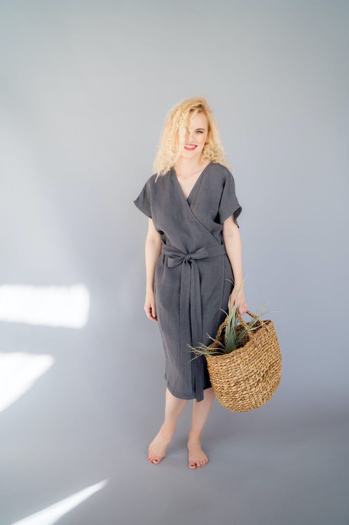 dark grey wrap dress Graphite Edge Grey Dress Shirt