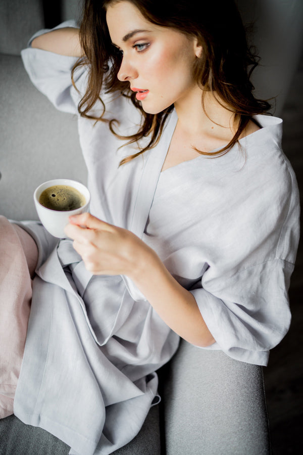 Dressing Gown Bath Robe Basic Bathrobe Light Grey