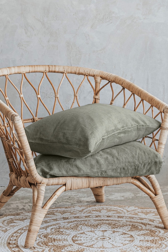 Hypoallergenic Natural Linen Basic Pillowcases Set Green 2852