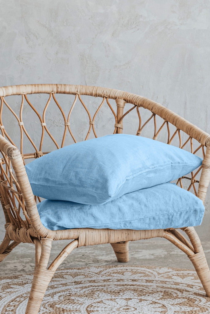 Hypoallergenic Natural Linen Basic Pillowcases Set Light Blue 2852