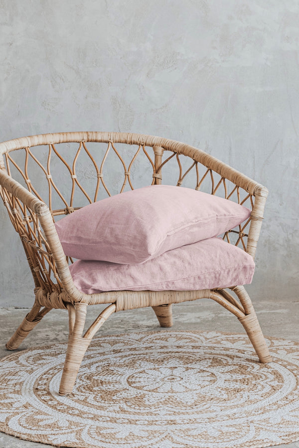 Hypoallergenic Natural Linen Basic Pillowcases Set Pink 2891
