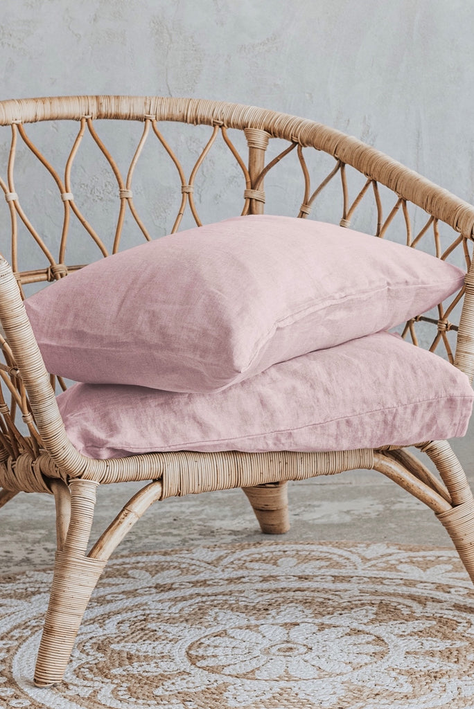 Hypoallergenic Natural Linen Basic Pillowcases Set Pink 2892
