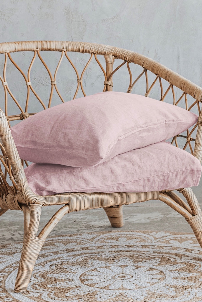 Hypoallergenic Natural Linen Basic Pillowcases Set Pink 2892
