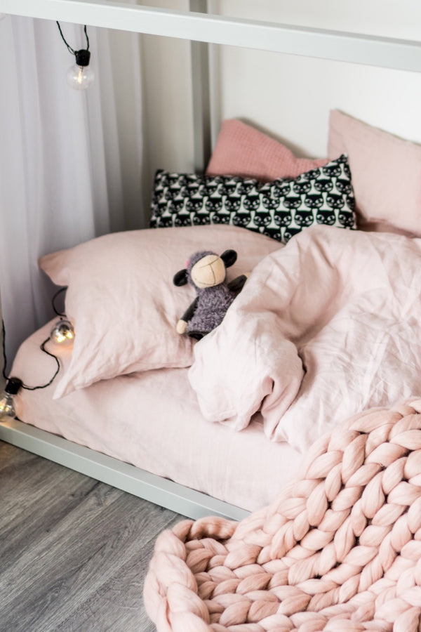 Kids Room Cozy Throw Blanket Dusty Pink Kids Bedlinen Basic Kids Pillowcase Basic Kids Duvet Cover Pink