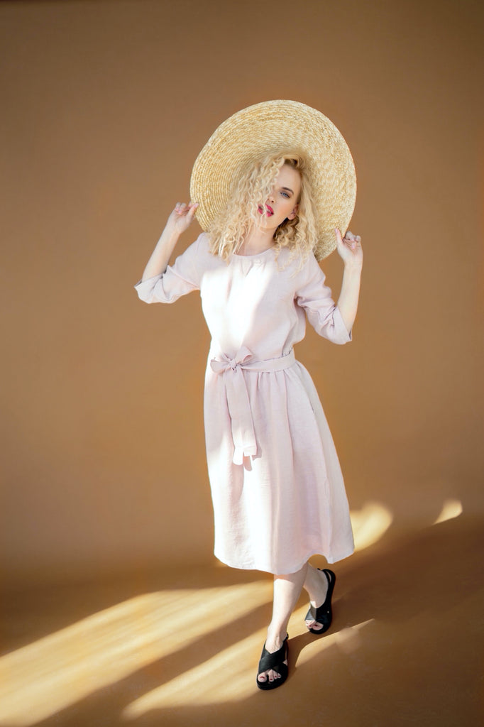 Linen Dress Summer Dress Oversized Dress Maternity Dress Plus Size Dress Grace Pink