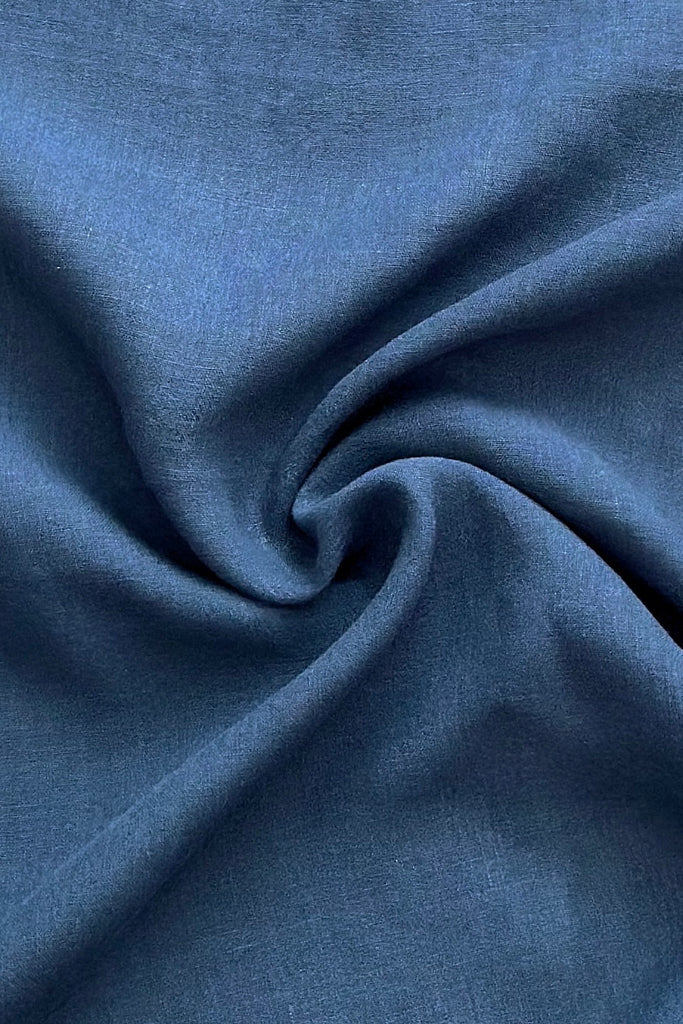 Linen Fabric Stonewashed Organic Dark Blue 01