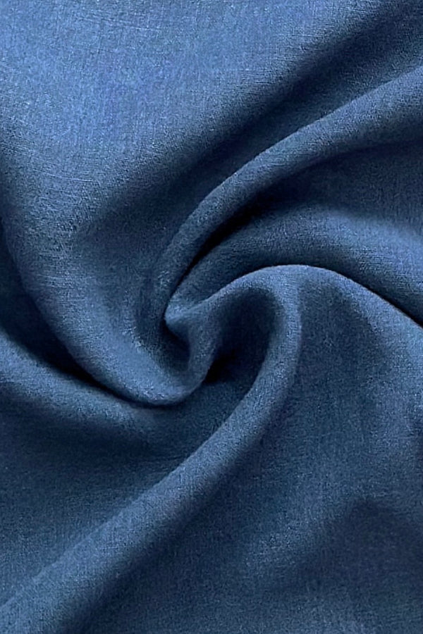 Linen Fabric Stonewashed Organic Dark Blue 02