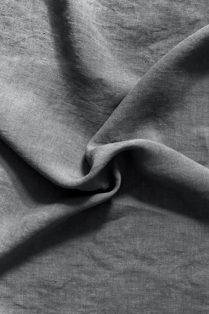 Linen Fabric Stonewashed Organic Dark Grey 01