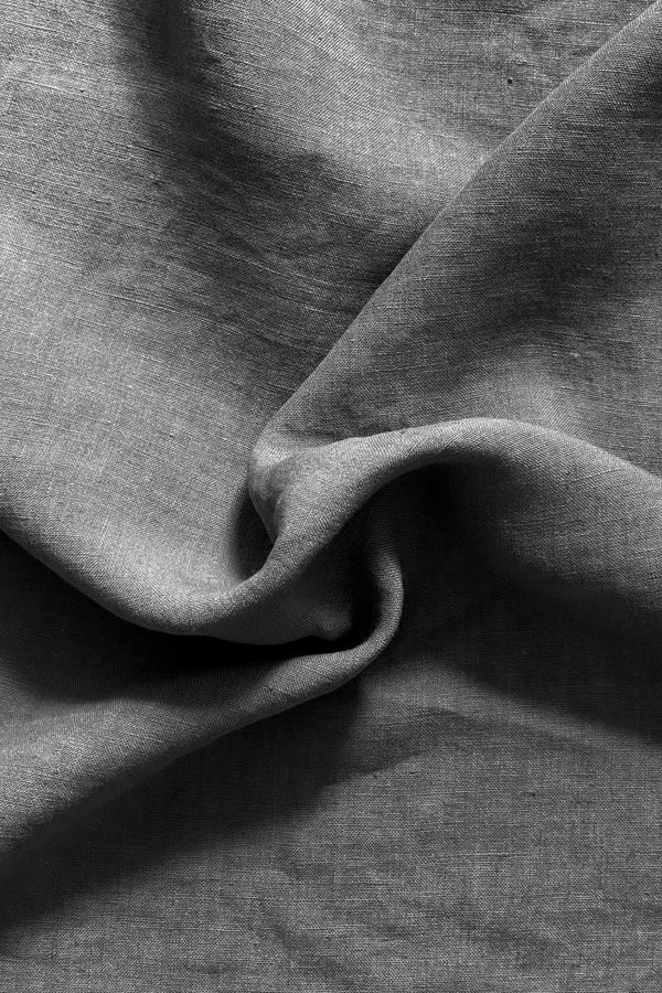 Linen Fabric Stonewashed Organic Dark Grey 02