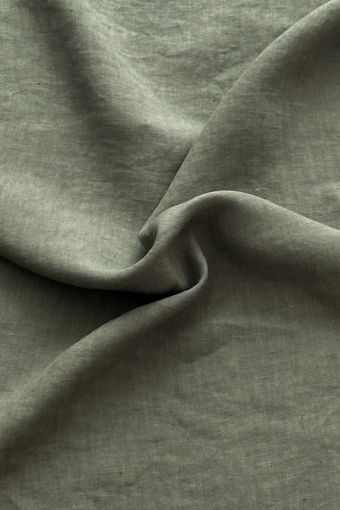 Linen Fabric Stonewashed Organic Green 01