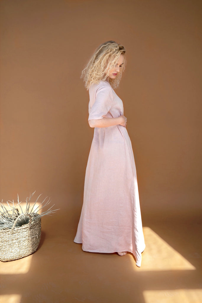 fitted lace wedding dress Elizabeth Tiered Ruffle Maxi Dress • Shop American Threads Women's Trendy Online Boutique Dusty Rose / L main image 1