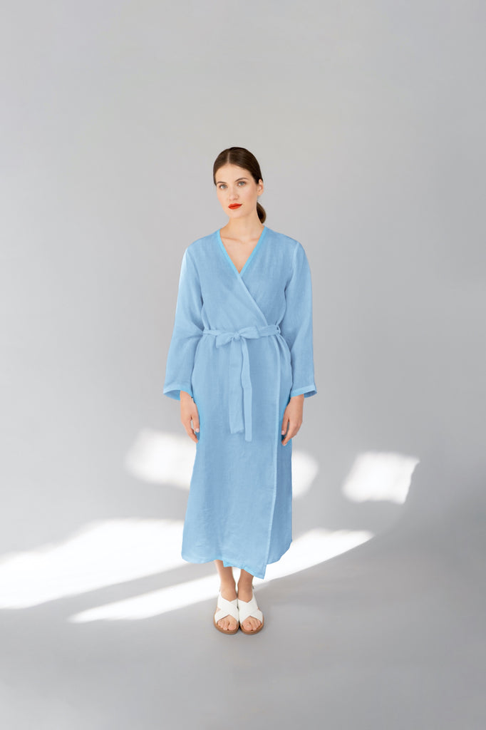long linen dressing gown Men's Dressing Gown Smoking Jacket Robe Deep Navy Linen Extra Long Warm