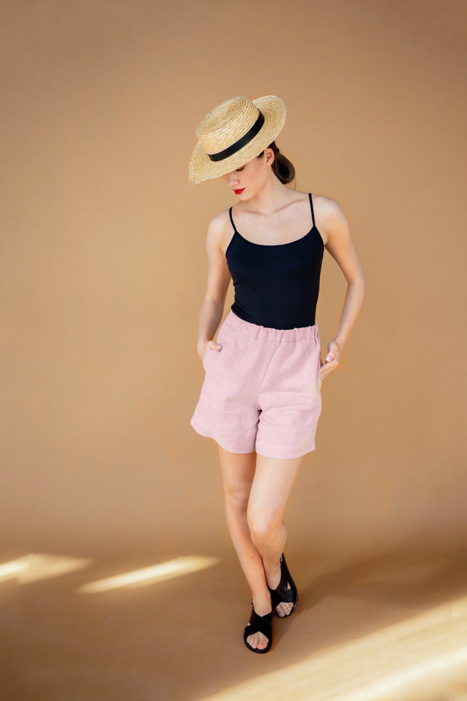 Linen Shorts Women Shorts With Pockets Shorts Kate Pink