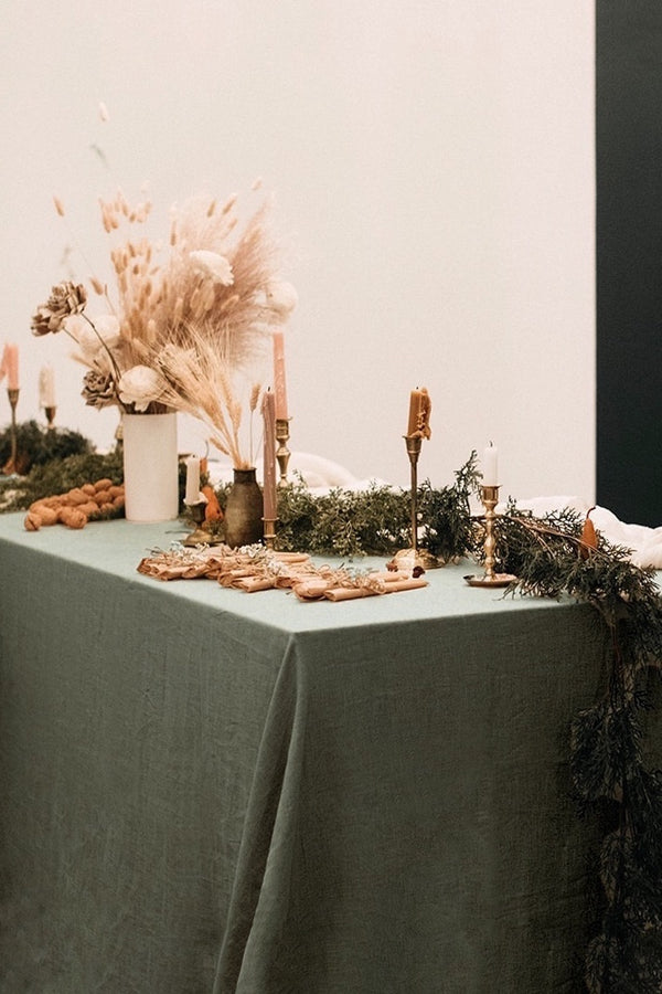 Linen Tablecloth Basic Tablecloth Green 03