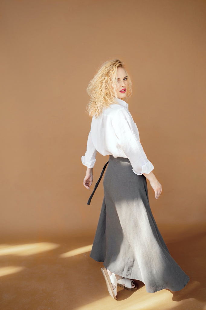 Linen Maxi Skirt Back 2 Linen Back2Linen